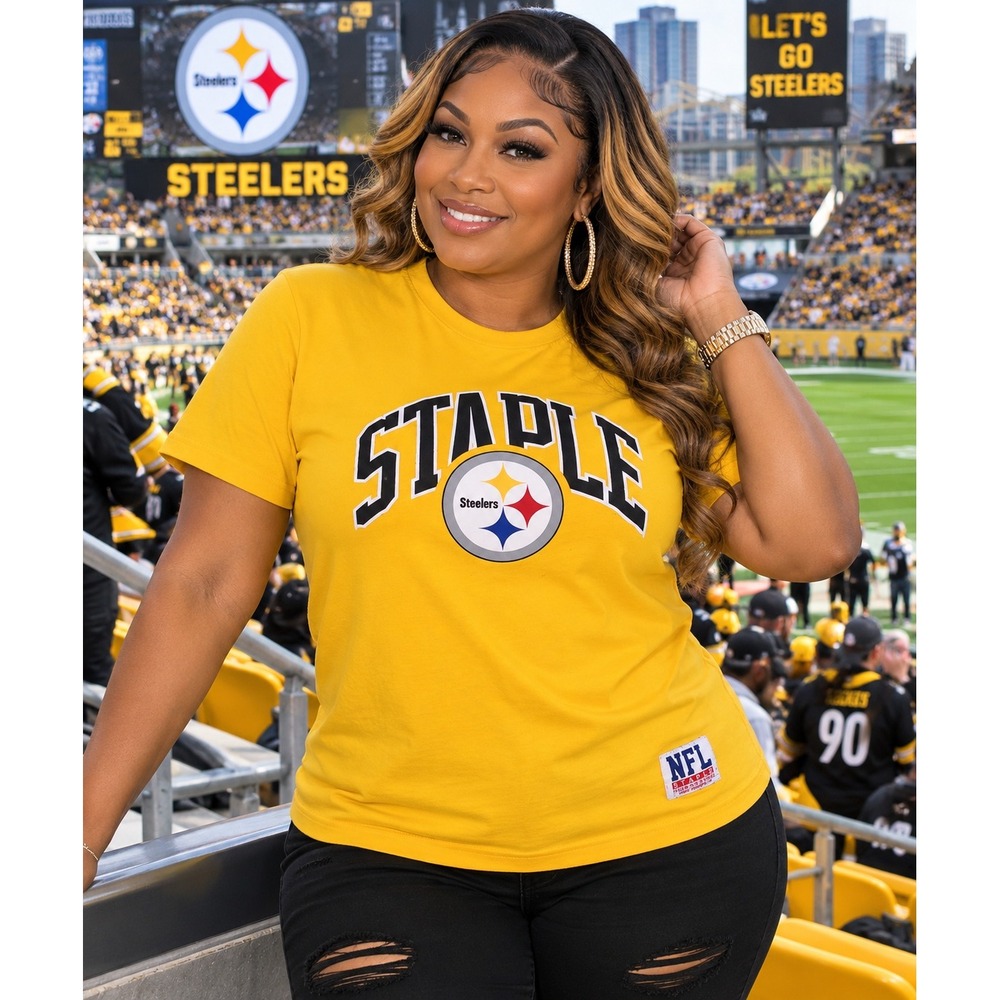 Staple x NFL Pittsburgh Steelers Gold Graphic T-Shirt Womens Large Cotton Tee